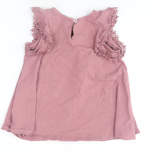Tahari Girls Pink Crochet Sleeve Blouse, 4-5 Years