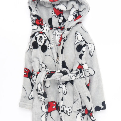 Disney Primark Grey Mickey Robe, 12-18M, Unisex, Hooded, Fleece