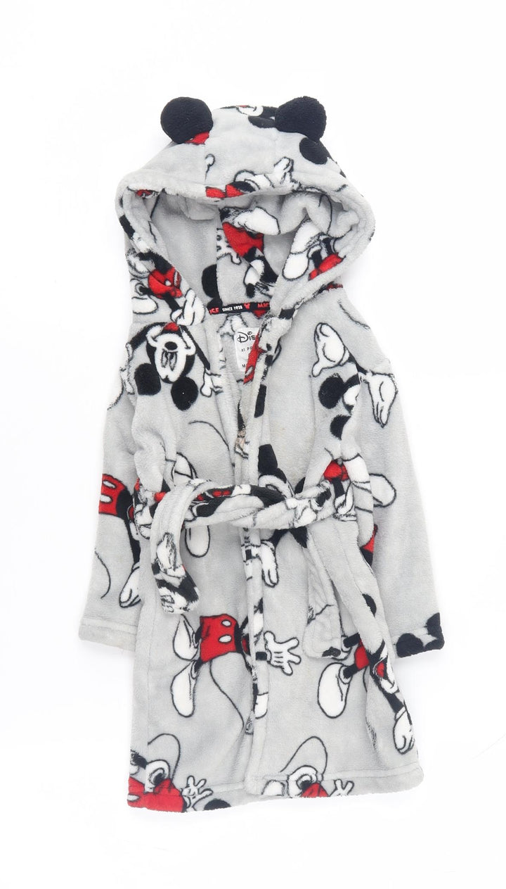 Disney Primark Grey Mickey Robe, 12-18M, Unisex, Hooded, Fleece