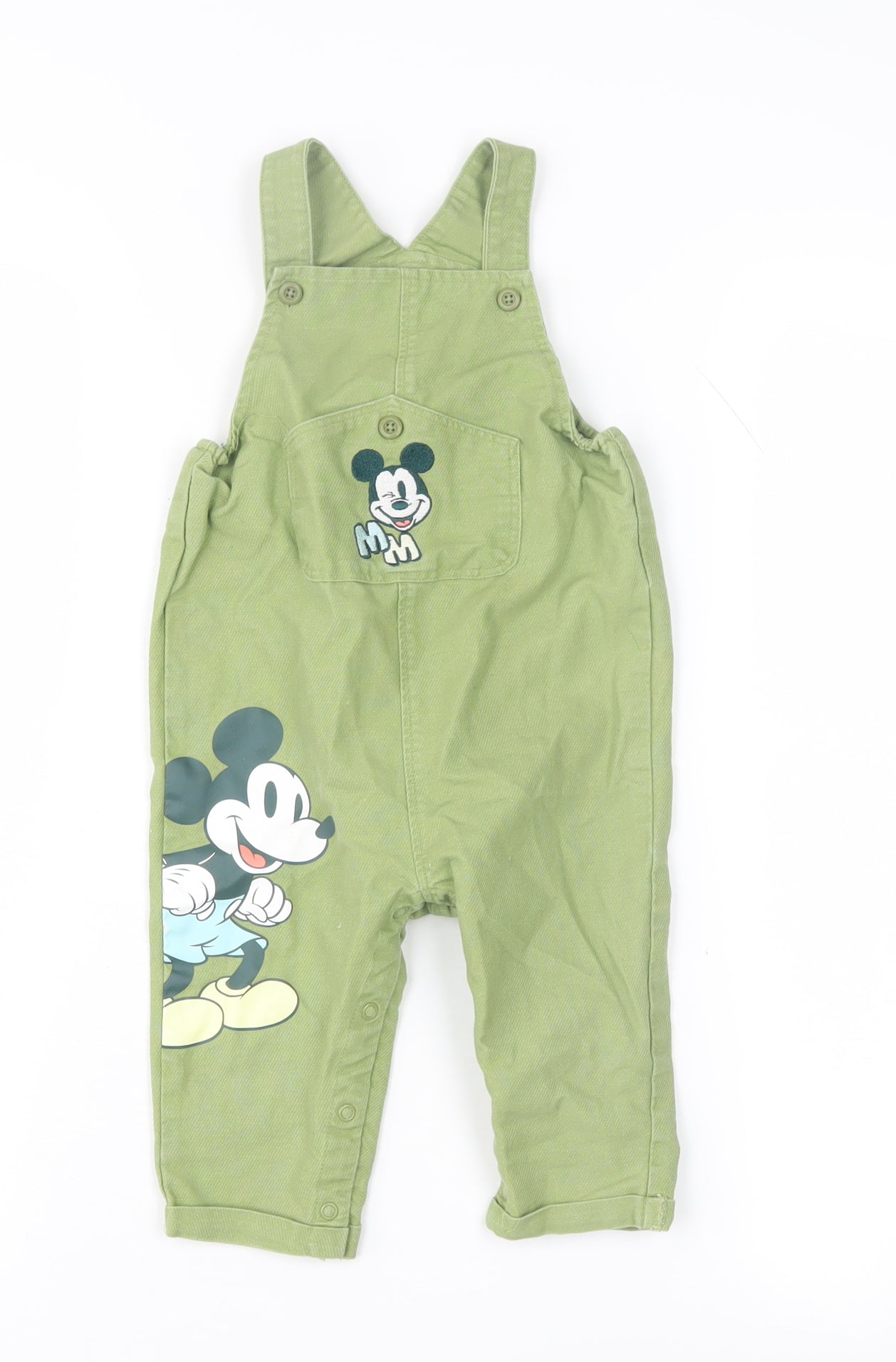 Disney Green Mickey Mouse Unisex Dungaree 12-18 Months