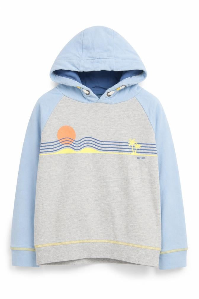 FatFace Boys Blue/Grey Beach Print Hoodie 4-5 Years