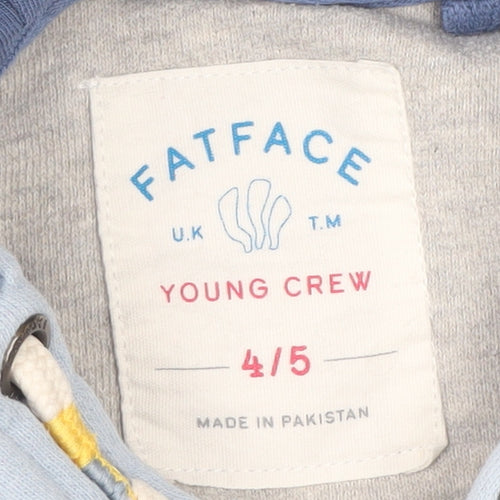 FatFace Boys Blue/Grey Beach Print Hoodie 4-5 Years