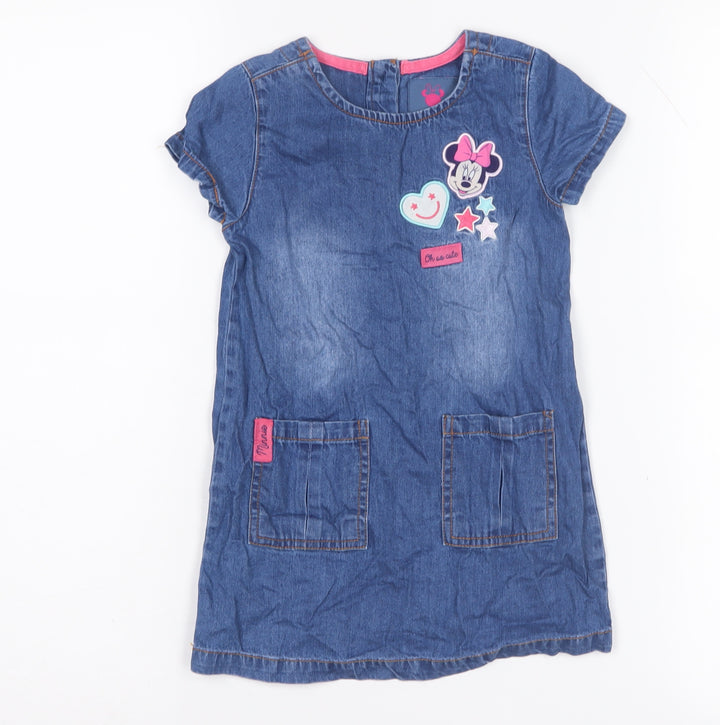 Disney Girls Blue Minnie Mouse Shirt Dress - 18-24 Months