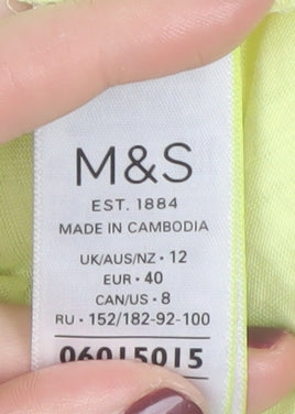 Marks and Spencer Women's Yellow T-Shirt, Size 12