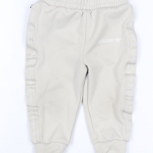 Adidas Unisex Baby Beige Joggers 12-18 Months