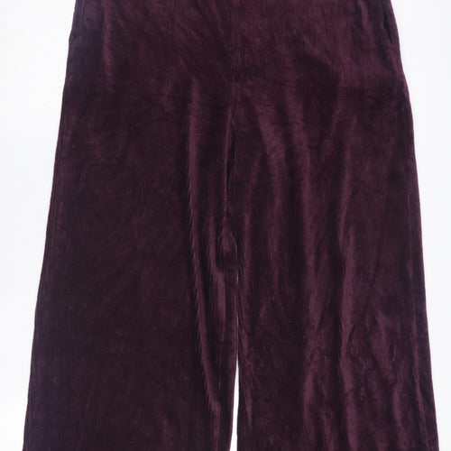 Marks and Spencer Women's Purple Wide-Leg Corduroy Trousers