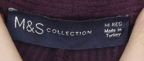 Marks and Spencer Women's Purple Wide-Leg Corduroy Trousers