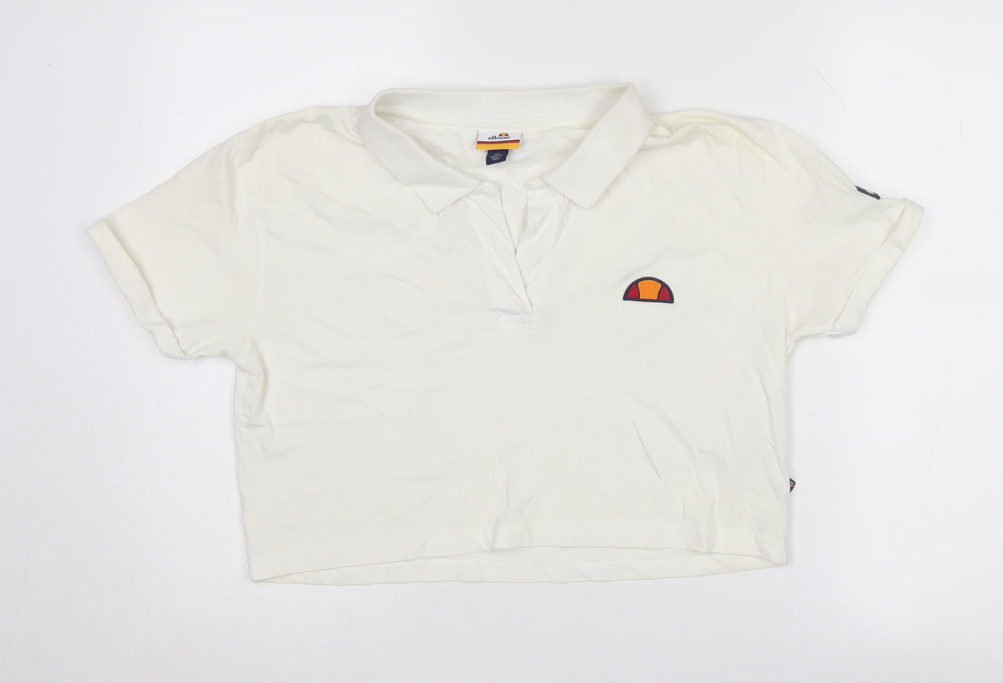 Ellesse Women's White Cropped Polo Shirt Size 10