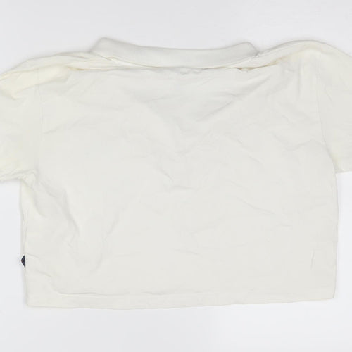 Ellesse Women's White Cropped Polo Shirt Size 10