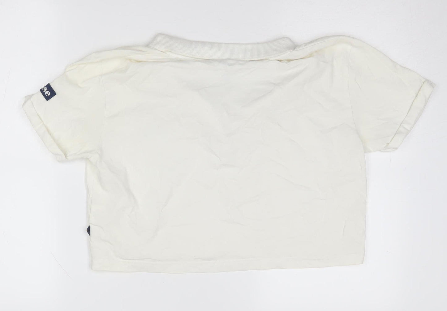 Ellesse Women's White Cropped Polo Shirt Size 10