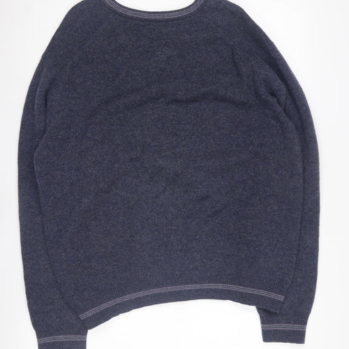 Lyle & Scott Men's Blue Wool V-Neck Jumper L