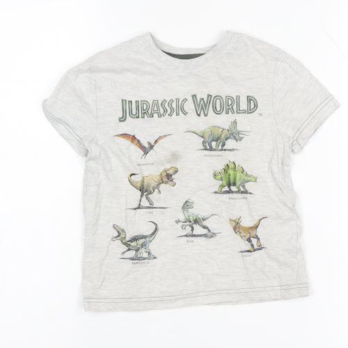 Jurassic World Boys Grey T-Shirt, 3-4Y, Cotton Graphic Print