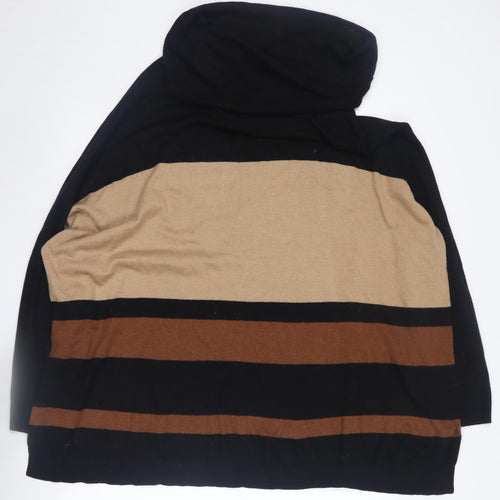 Wallis Women's Black Striped Pullover Jumper Size L