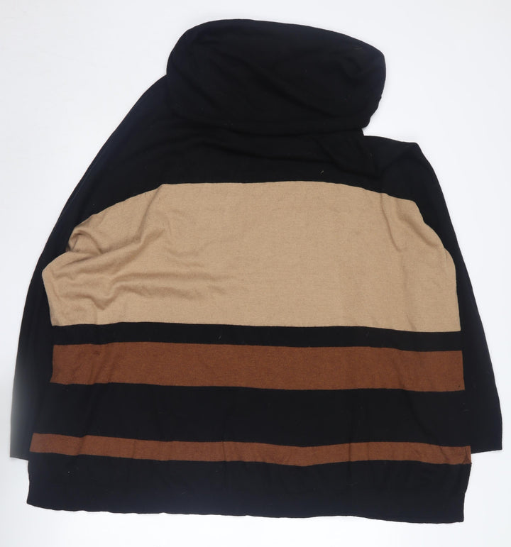 Wallis Women's Black Striped Pullover Jumper Size L