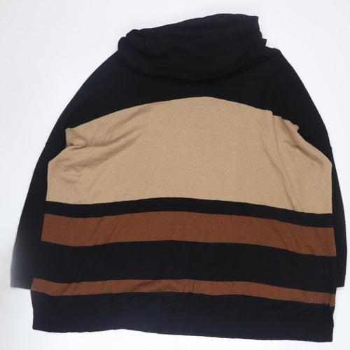 Wallis Women's Black Striped Pullover Jumper Size L