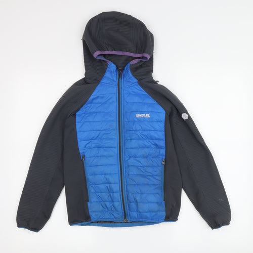 Regatta Boys Blue Black Hooded Jacket 9-10 Years