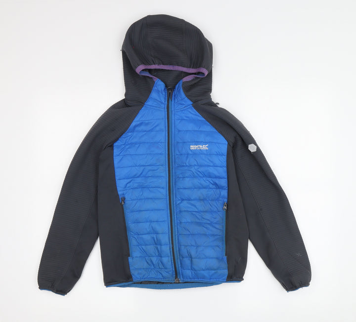 Regatta Boys Blue Black Hooded Jacket 9-10 Years