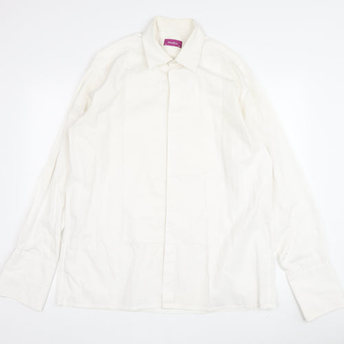 Moss Bros Men's White Dress Shirt L 42 cm