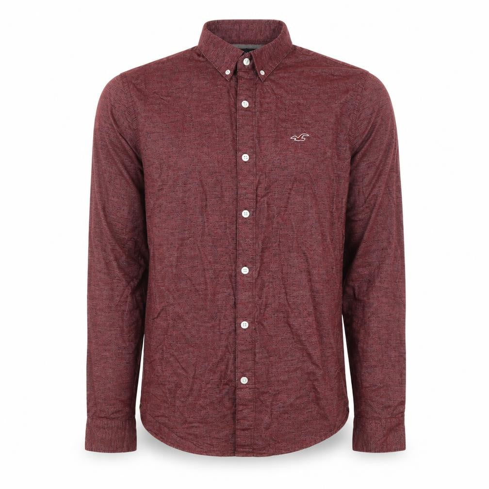 Hollister Men's Slim Fit Red Button-Up Shirt S