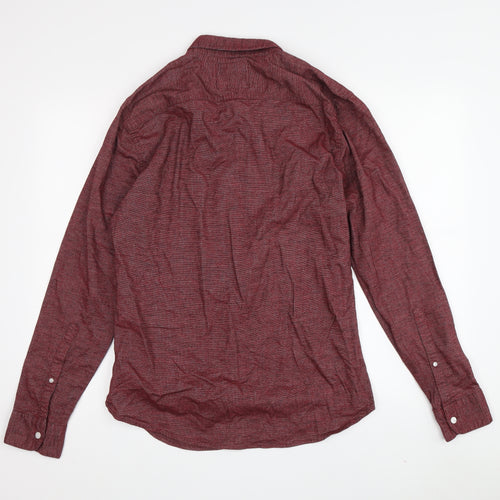 Hollister Men's Slim Fit Red Button-Up Shirt S