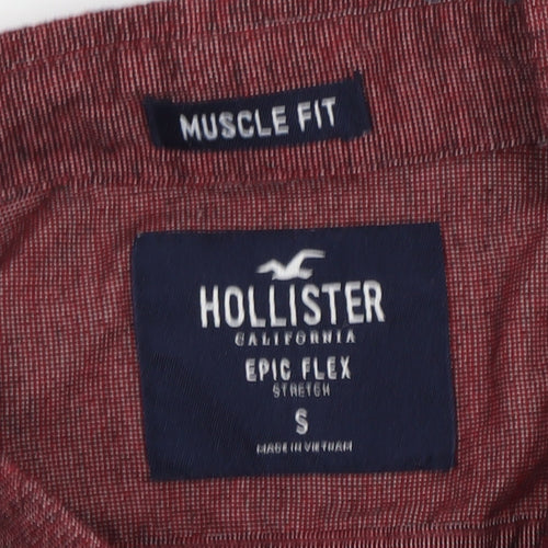 Hollister Men's Slim Fit Red Button-Up Shirt S