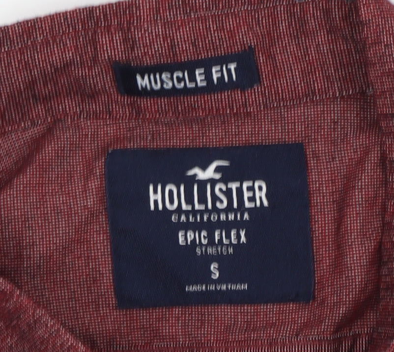 Hollister Men's Slim Fit Red Button-Up Shirt S