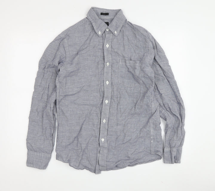 J.Crew Men's Slim Blue Long Sleeve Button-Up Shirt S