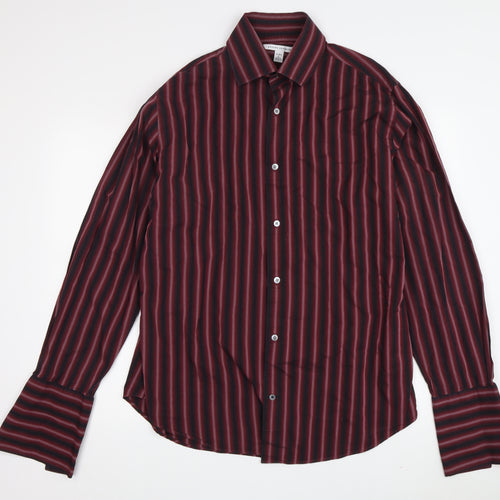 Banana Republic Men's Red Striped Dress Shirt L