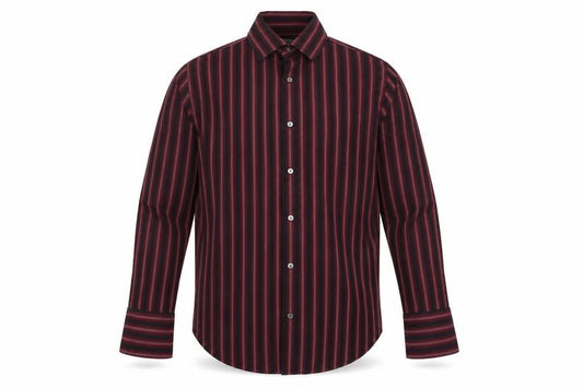 Front view of Banana Republic Men's Red Striped Dress Shirt L