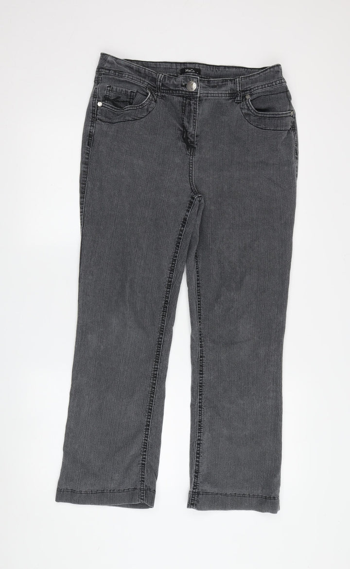M&Co. Women's Grey Jeans Size 14 Embroidered Dark Wash