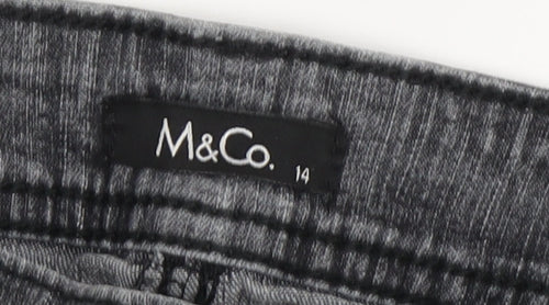 M&Co. Women's Grey Jeans Size 14 Embroidered Dark Wash