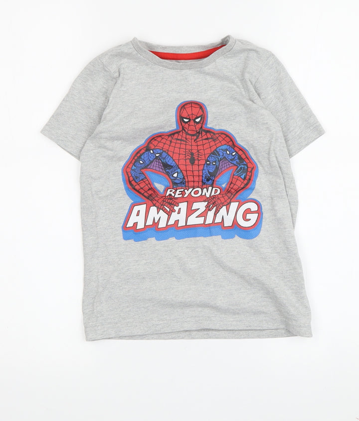 Marks and Spencer Boys Grey Spider-Man T-Shirt, 6-7 Years, Superhero Fun
