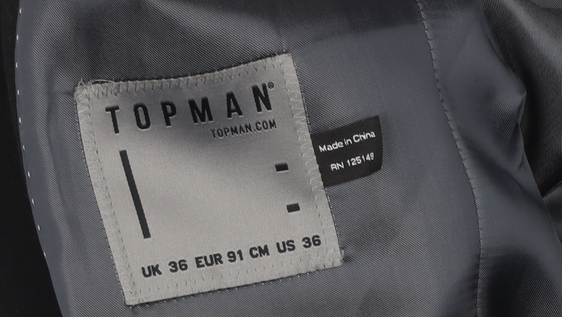 Topman Men's Black Slim Fit Blazer, Size 36