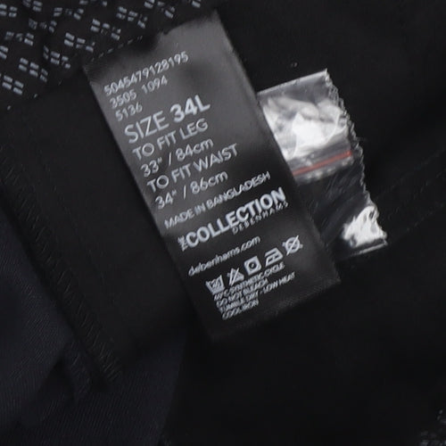 Debenhams Men's Black Dress Pants L Regular Fit