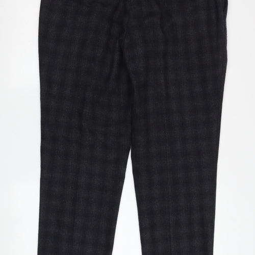 Marks and Spencer Men's Black Check Trousers Size 36