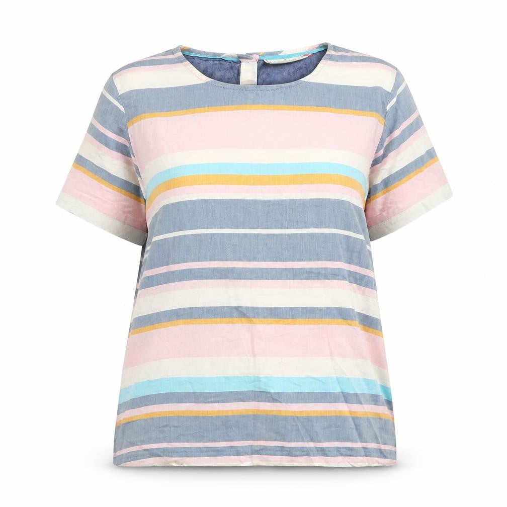 Front view of Brakeburn Women's Multicoloured Striped T-Shirt, size 14