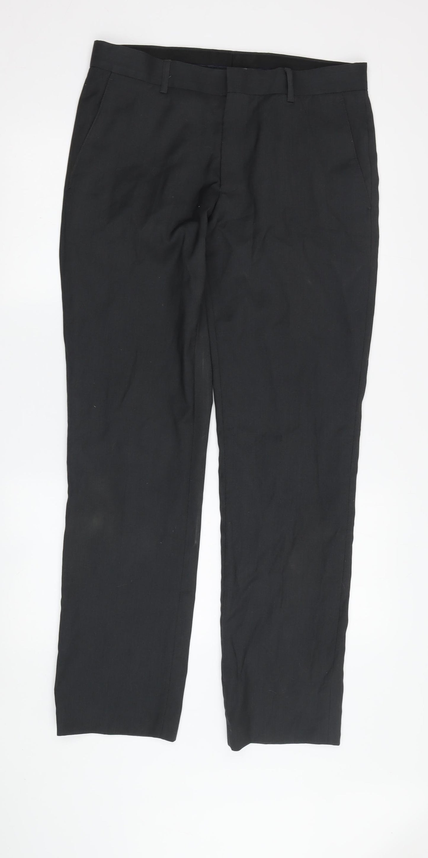 Topman Men's Black Dress Pants - Size 32, Regular Fit