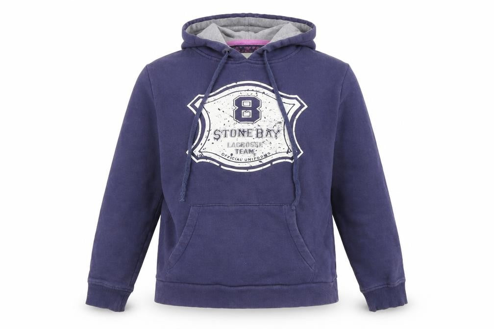 Front view of Stone Bay Women's Blue Hoodie, size 12, Cotton Blend