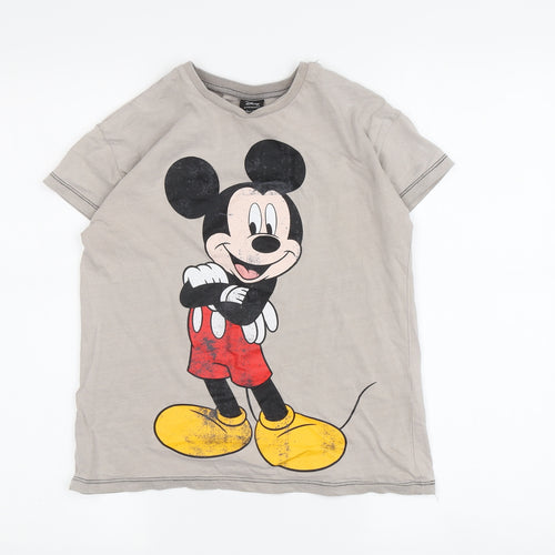 Disney Girls Grey Mickey Mouse T-Shirt - 7-8 Years Cartoon