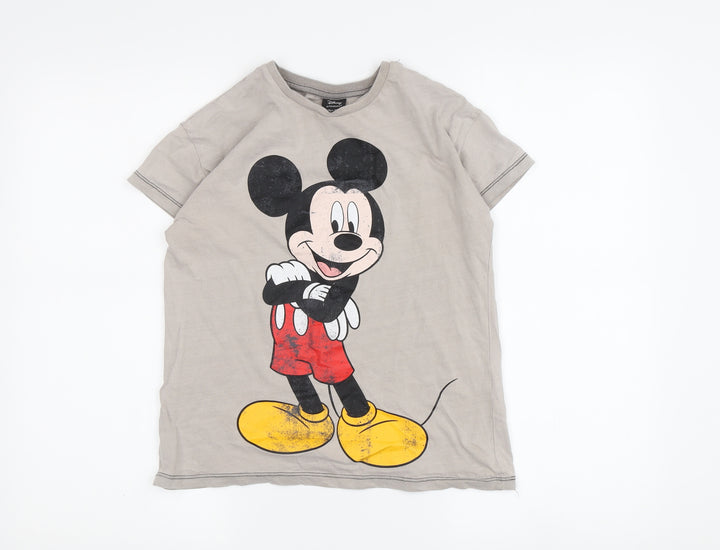 Disney Girls Grey Mickey Mouse T-Shirt - 7-8 Years Cartoon