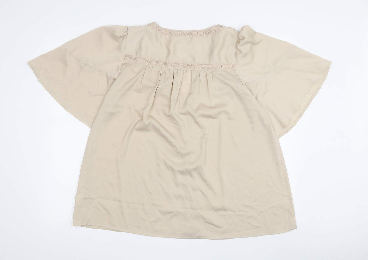Next Women's Beige Tunic Blouse UK 16 Relaxed Crochet