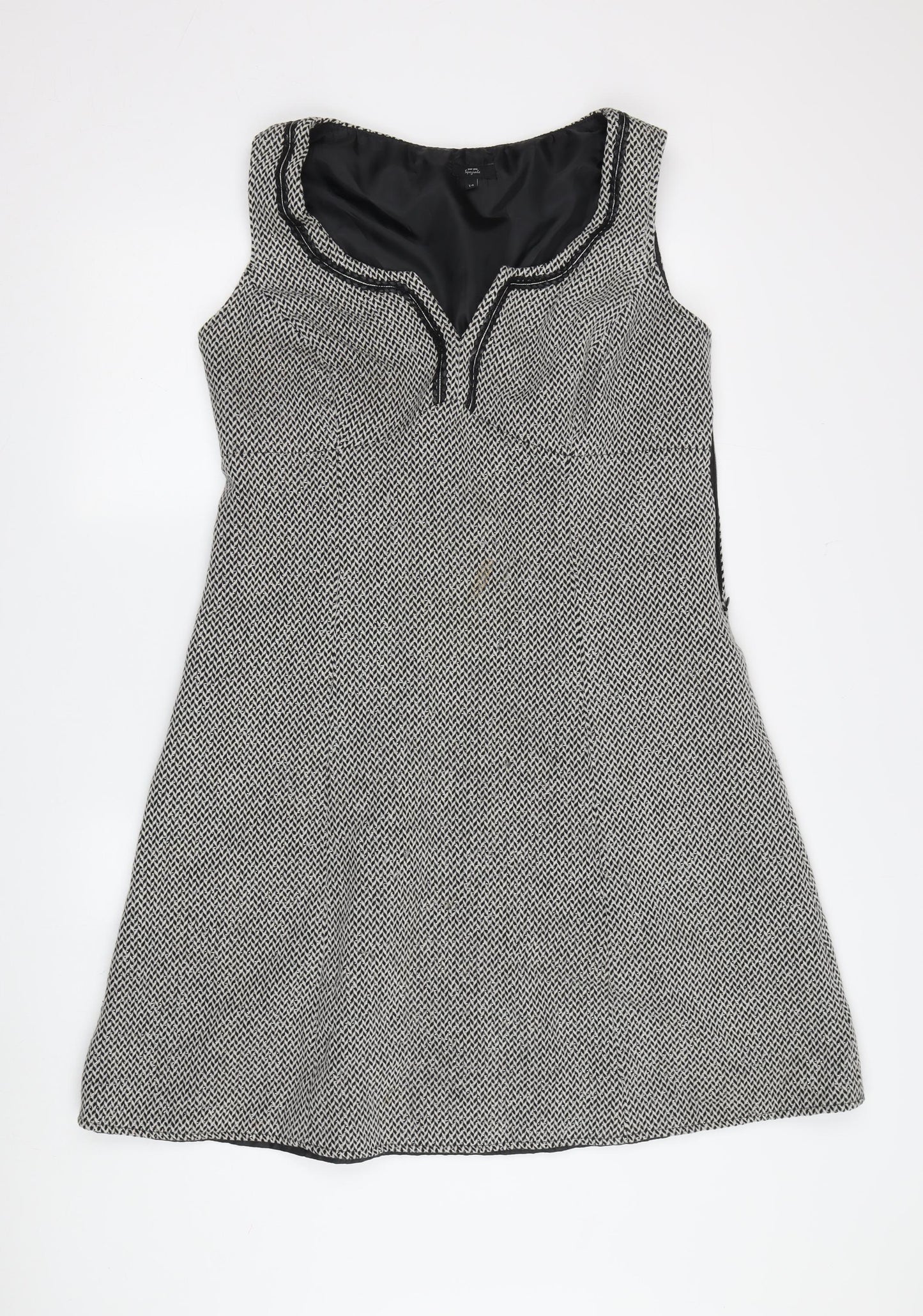 Spencer Women's Grey A-Line Dress - Size 14, Classic Style