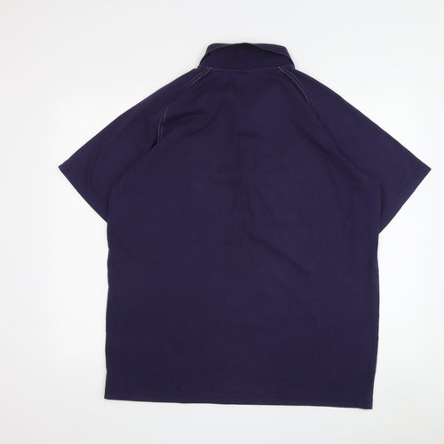City Men's Blue Polo Shirt L Solid Sporty