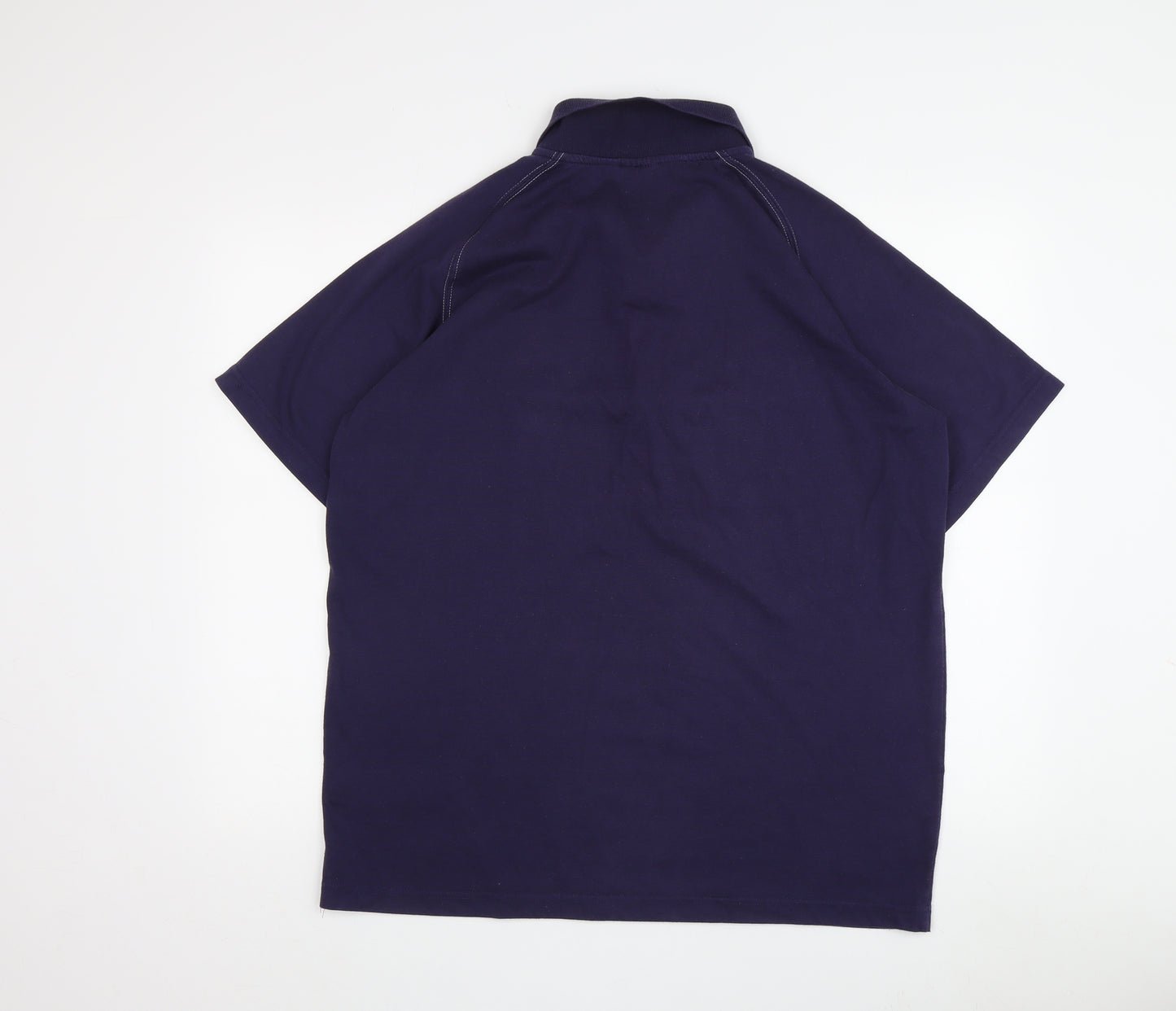 City Men's Blue Polo Shirt L Solid Sporty