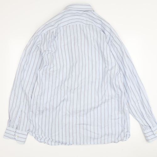 Marks and Spencer Men's Blue Striped Dress Shirt L