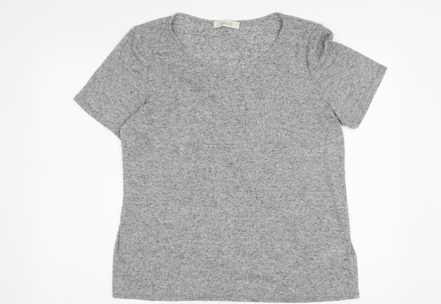 Oasis Women's Grey T-Shirt - M, Short Sleeve, Casual