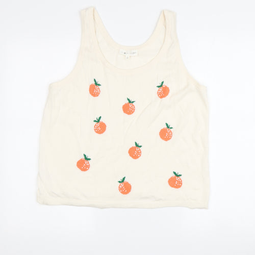 LOU & GREY Ivory Sleeveless Knit Vest L Women's Casual
