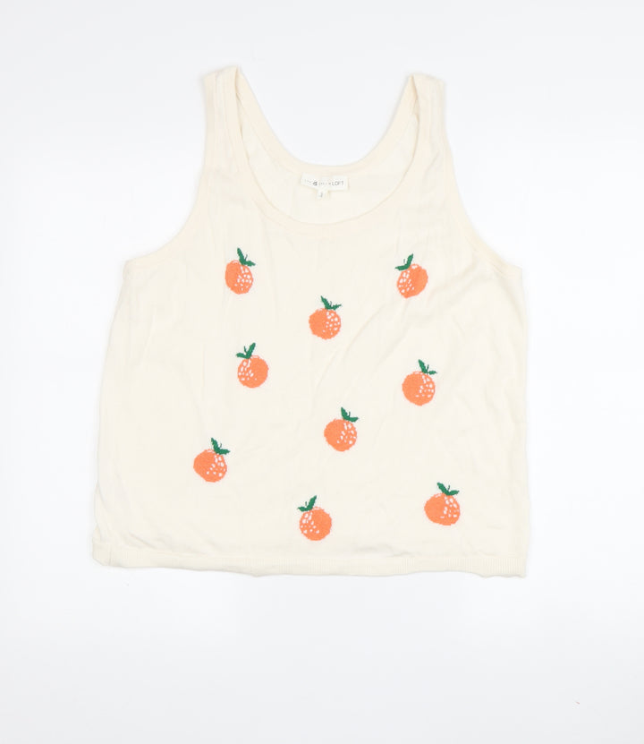 LOU & GREY Ivory Sleeveless Knit Vest L Women's Casual