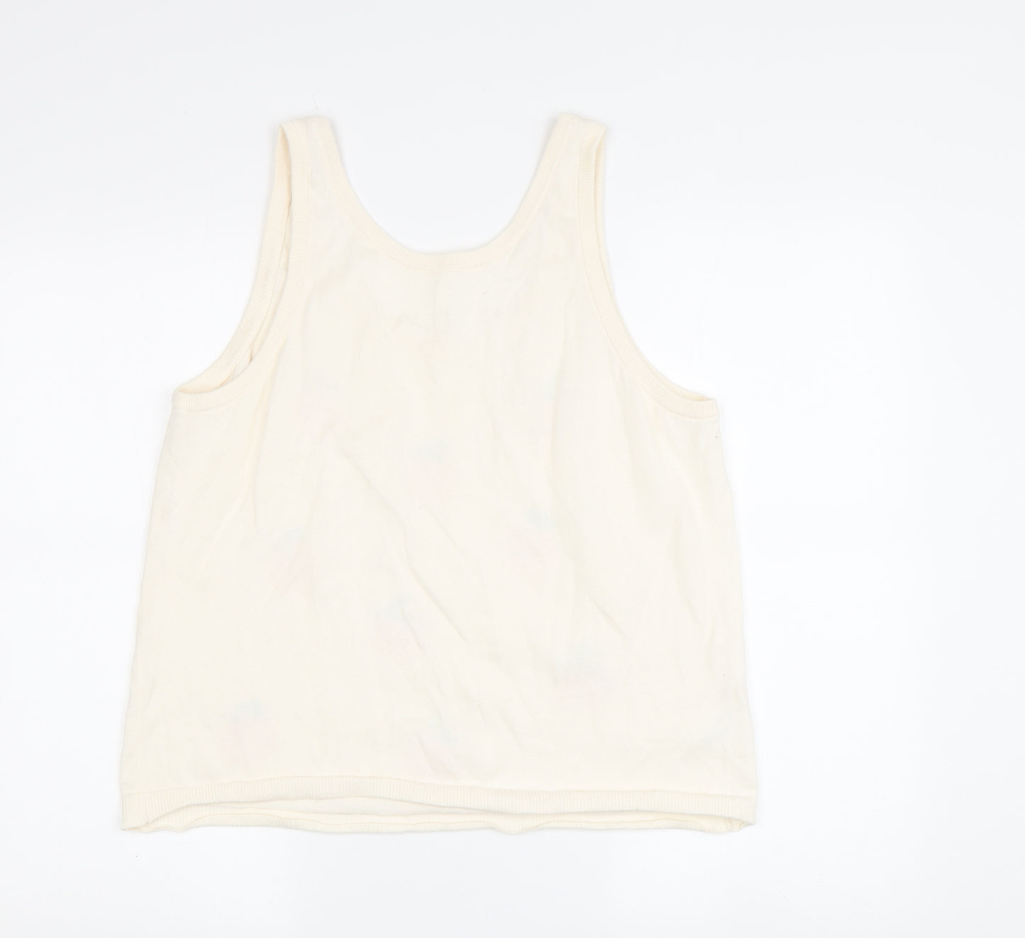 LOU & GREY Ivory Sleeveless Knit Vest L Women's Casual