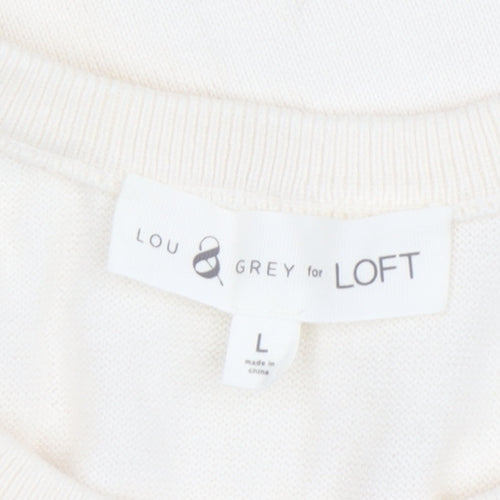 LOU & GREY Ivory Sleeveless Knit Vest L Women's Casual